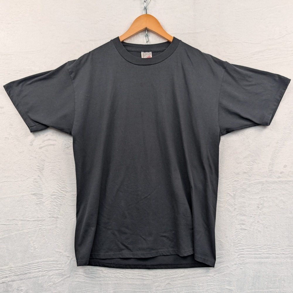 VTG Jerzees T-Shirt Men's XL Black Heavyweight 50/50 Minimalist Blank USA 90s
